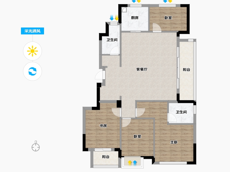 四川省-成都市-绿城明月蘭庭-107.35-户型库-采光通风