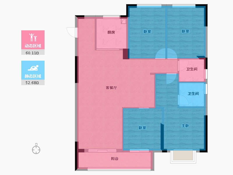 浙江省-金华市-商城大陈印象-102.40-户型库-动静分区