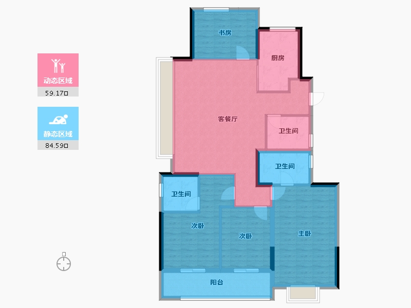 浙江省-杭州市-滨江澄虹府-130.41-户型库-动静分区