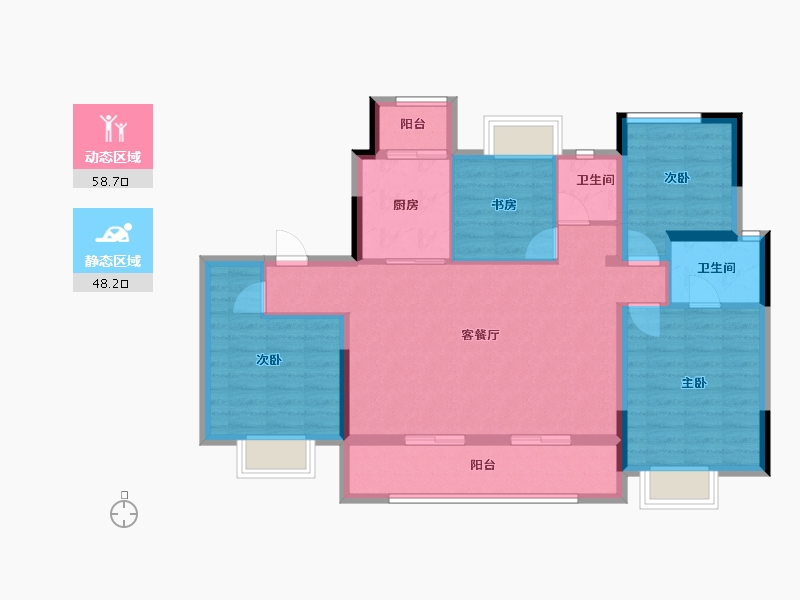 四川省-成都市-凤栖南庭-95.72-户型库-动静分区