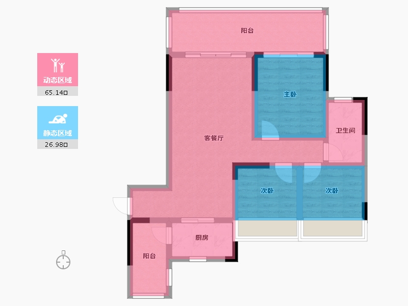 云南省-曲靖市-愿景水岸学府-81.33-户型库-动静分区