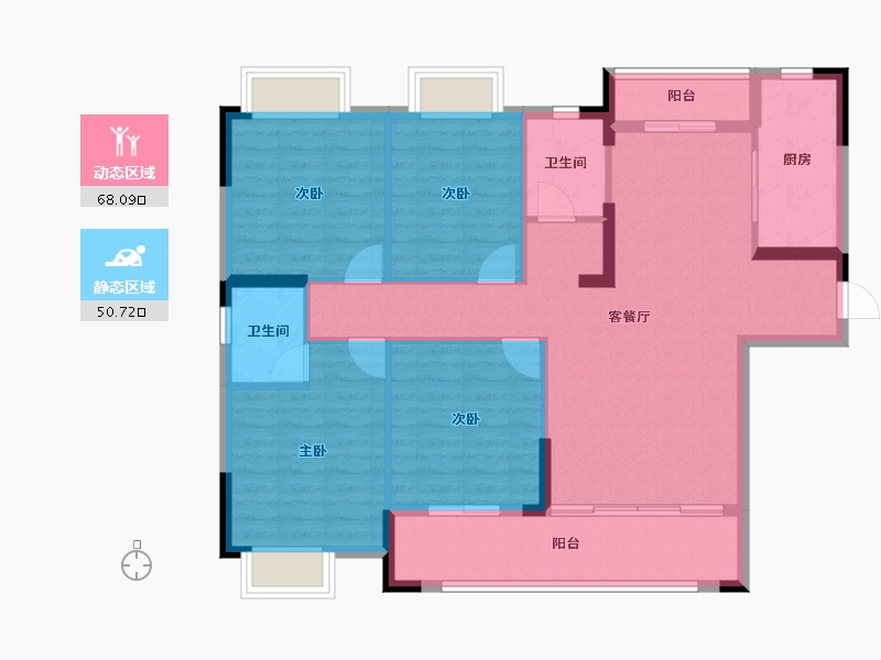 湖北省-襄阳市-津投·奥体华府-107.41-户型库-动静分区