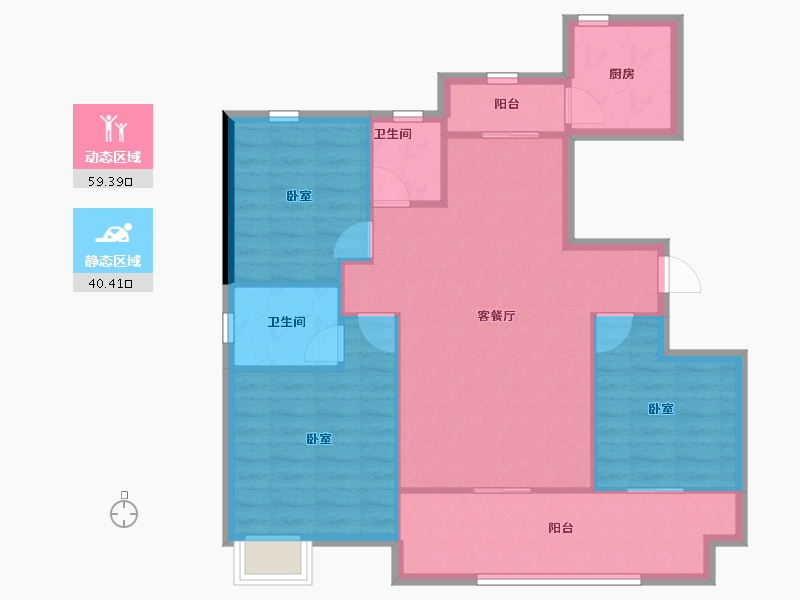 安徽省-滁州市-南崇和悦城三期崇园-90.76-户型库-动静分区