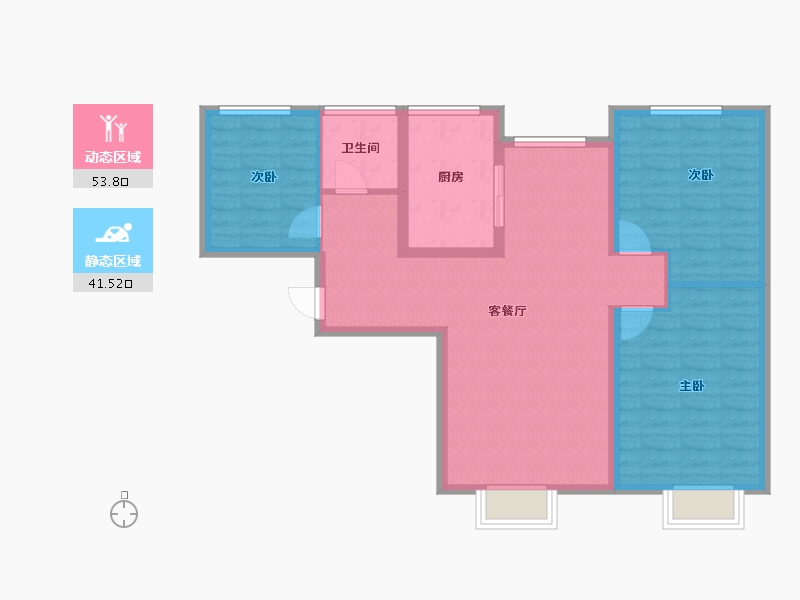 新疆维吾尔自治区-乌鲁木齐市-高铁·新城-85.73-户型库-动静分区