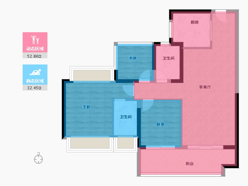 广东省-惠州市-方直星图-76.00-户型库-动静分区