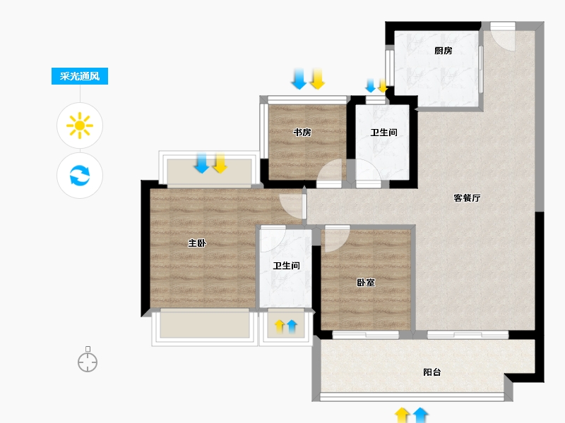 广东省-惠州市-方直星图-76.00-户型库-采光通风