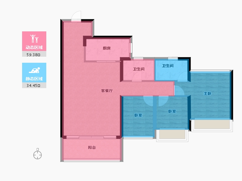 广东省-佛山市-华侨城·天鹅堡二期-83.87-户型库-动静分区