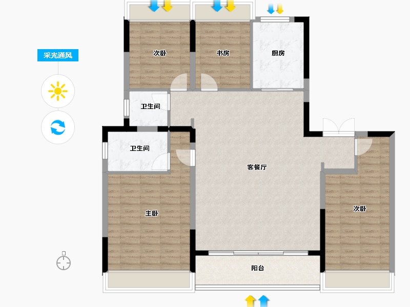 江苏省-苏州市-中建御璟峯-129.99-户型库-采光通风