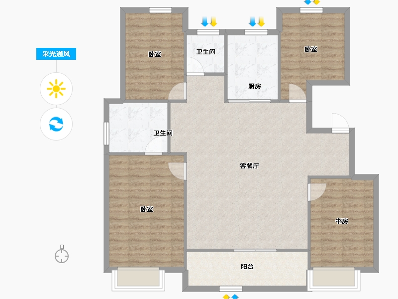 浙江省-杭州市-桃境满元里-117.77-户型库-采光通风