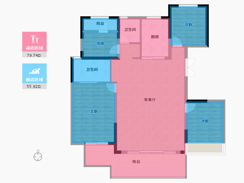 陕西省-西安市-华润置地·润玺臺-123.96-户型库-动静分区