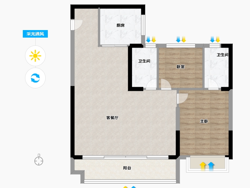 浙江省-湖州市-碧桂园云望里-84.36-户型库-采光通风