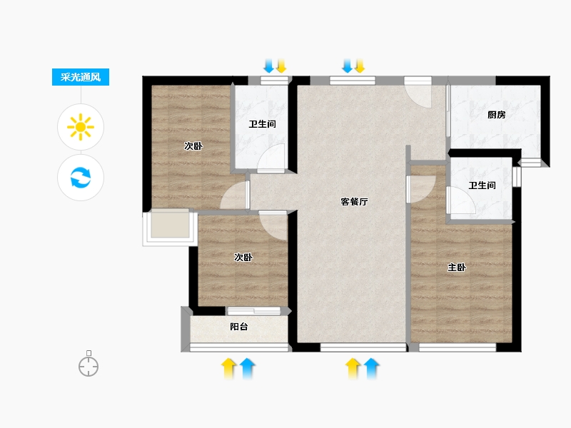 福建省-厦门市-七星湾TOD璞盛-68.90-户型库-采光通风