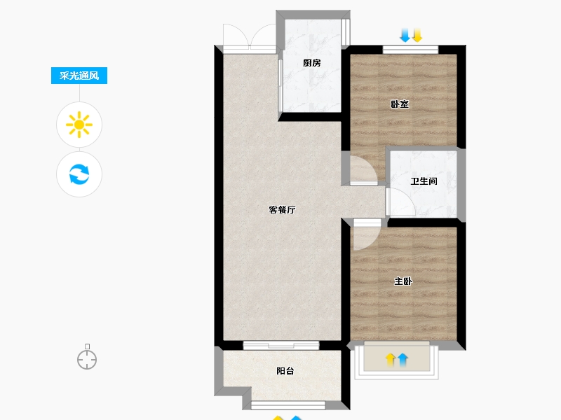 河北省-沧州市-保利拉菲公馆-58.29-户型库-采光通风