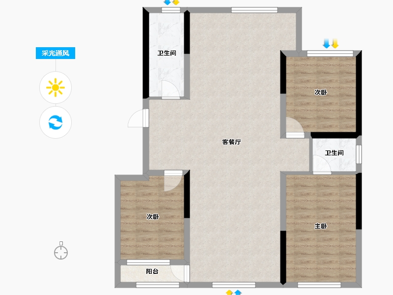 辽宁省-营口市-富甲凯旋门二期-97.64-户型库-采光通风