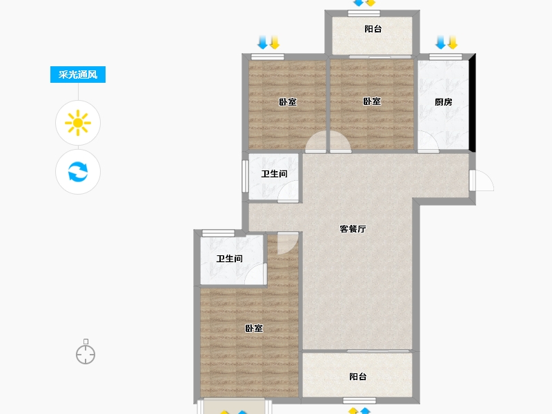 陕西省-宝鸡市-沣源名居-97.77-户型库-采光通风