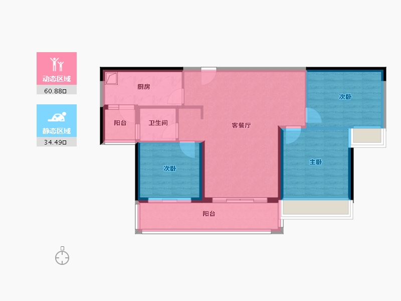 江苏省-镇江市-碧桂园凤凰城-85.60-户型库-动静分区