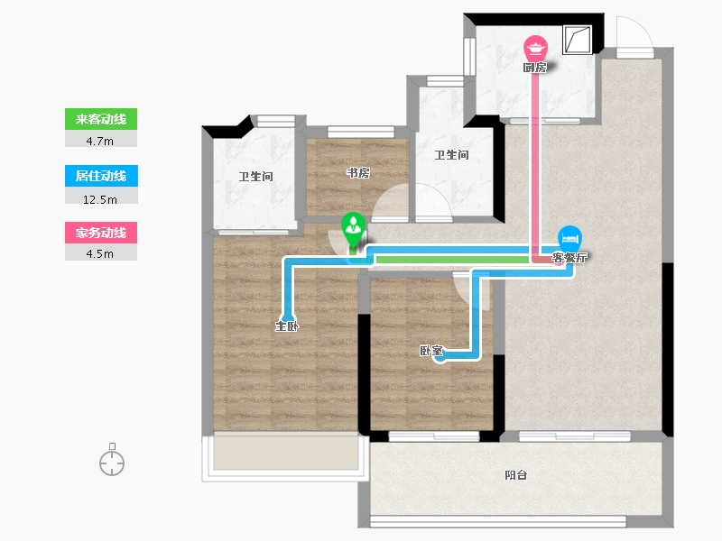 浙江省-台州市-裕景壹号公馆-76.42-户型库-动静线