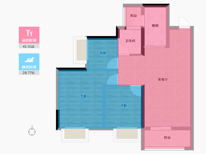 四川省-成都市-空港兴城晨曦府-63.44-户型库-动静分区