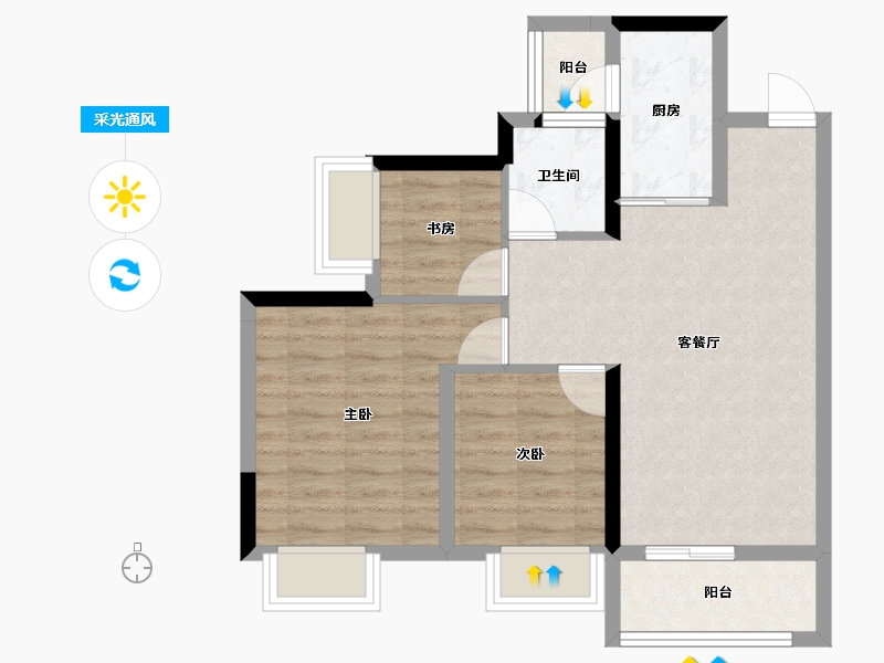 四川省-成都市-空港兴城晨曦府-63.44-户型库-采光通风