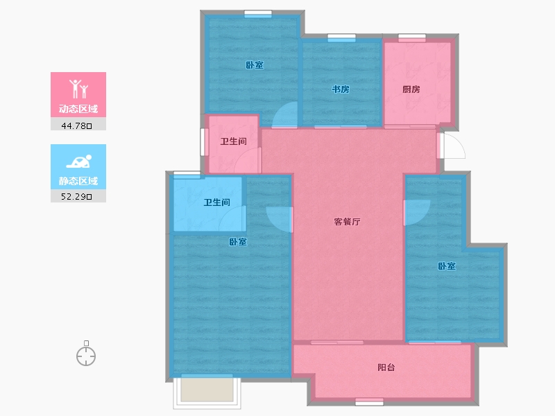 安徽省-合肥市-华宇信达北麓雅舍-88.67-户型库-动静分区