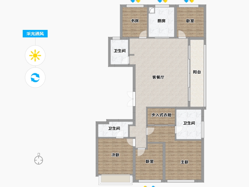 浙江省-杭州市-建杭潮观平澜府-146.40-户型库-采光通风