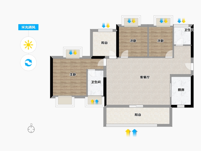 广东省-惠州市-方直星图-86.00-户型库-采光通风