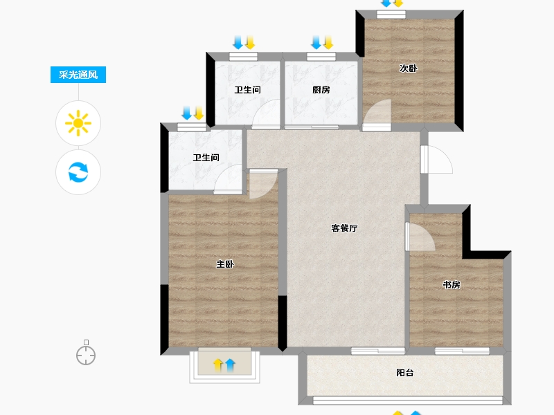 浙江省-宁波市-青澜邸-80.00-户型库-采光通风