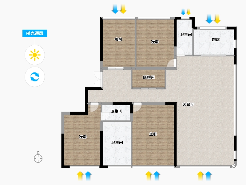 浙江省-温州市-时代滨江瑧品-174.40-户型库-采光通风