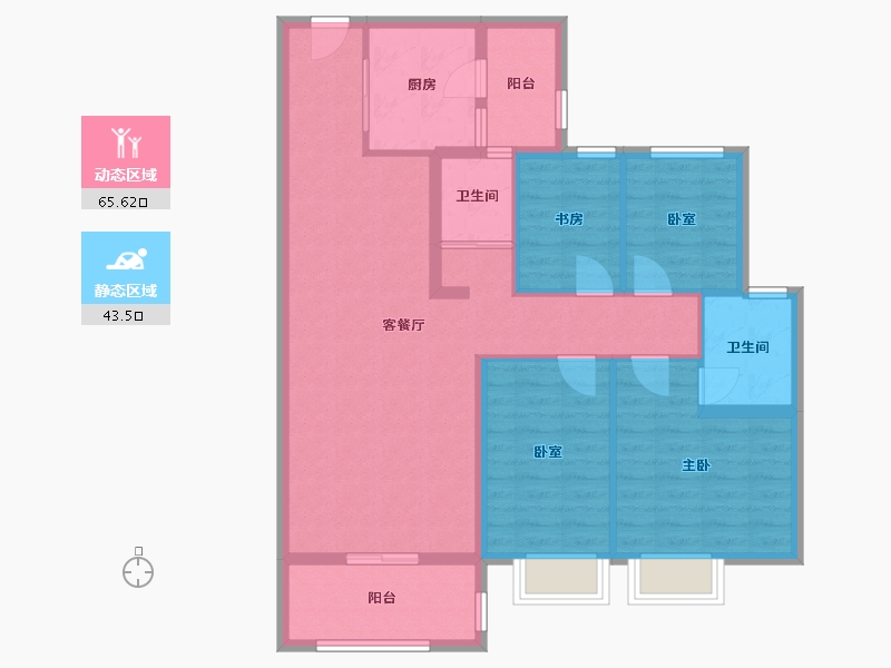 江苏省-镇江市-碧桂园凤凰城-97.59-户型库-动静分区