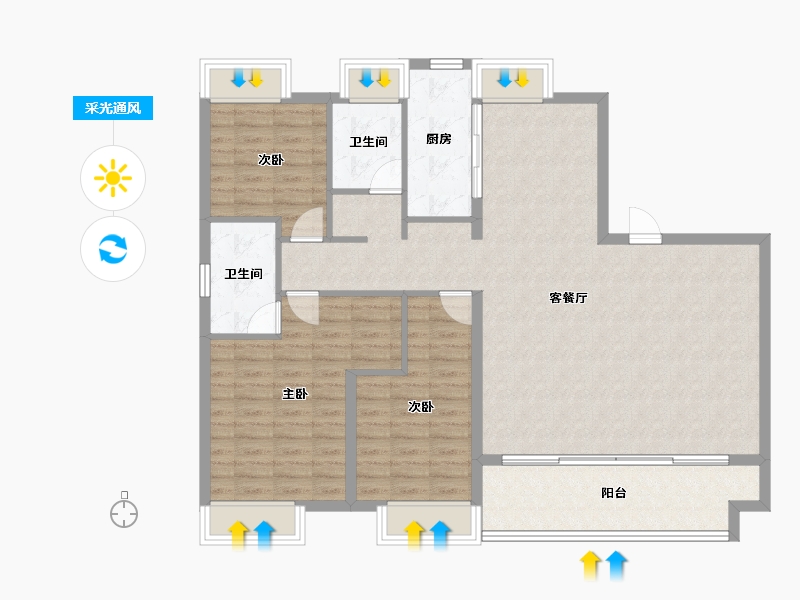 江西省-上饶市-湖城春晓-118.40-户型库-采光通风