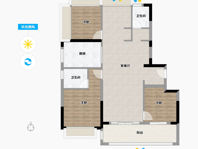 江苏省-苏州市-建发·朗云-100.00-户型库-采光通风