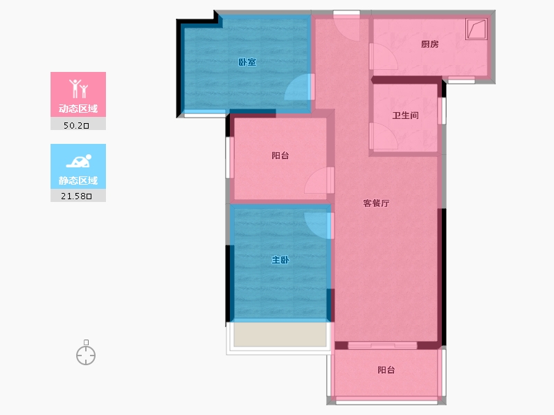 广东省-珠海市-湖心·金茂悦-62.55-户型库-动静分区