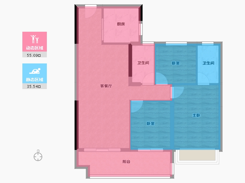 江苏省-镇江市-碧桂园凤凰城-81.70-户型库-动静分区