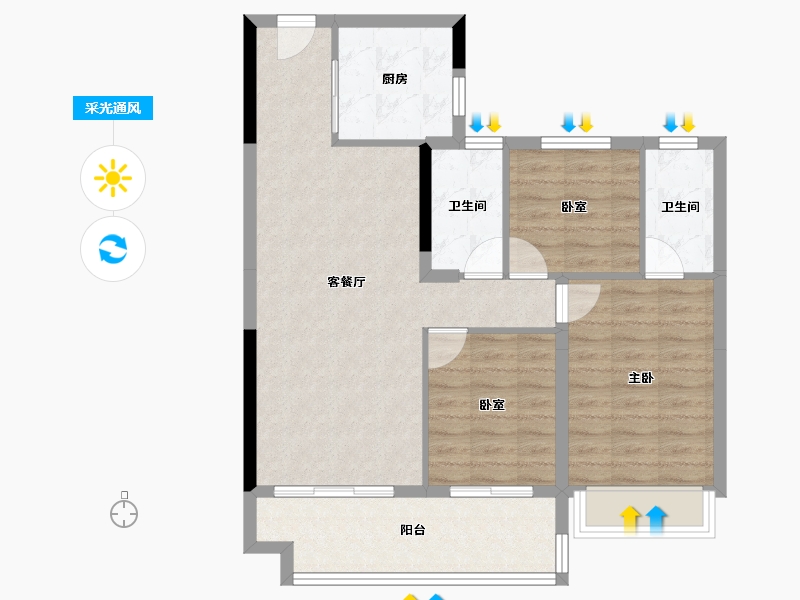 江苏省-镇江市-碧桂园凤凰城-81.70-户型库-采光通风