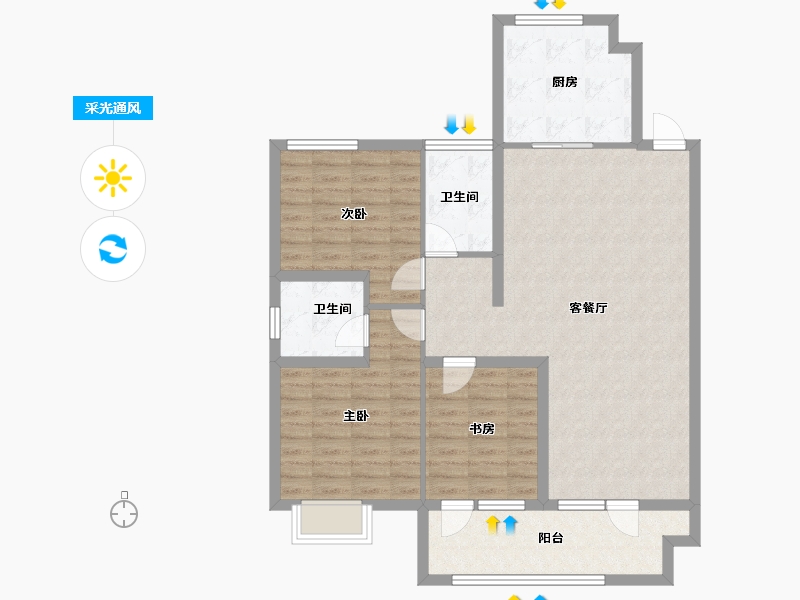 山东省-青岛市-珠山塾院-101.34-户型库-采光通风