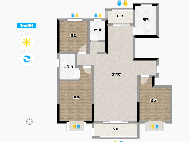 陕西省-榆林市-巨威金水熙岸-100.88-户型库-采光通风