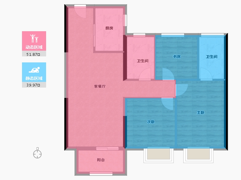 湖北省-武汉市-宝业壹滨江-82.82-户型库-动静分区