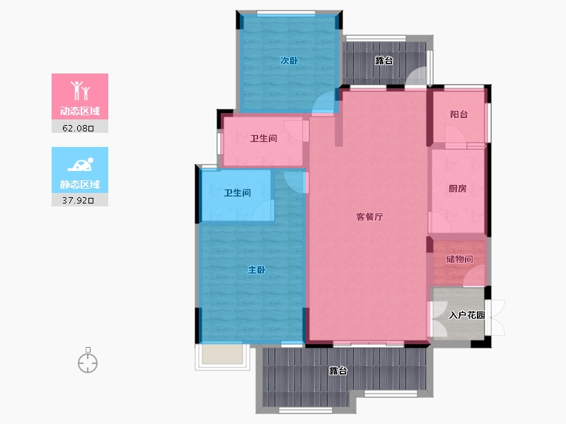 重庆-重庆市-康田栖棠观樾-110.52-户型库-动静分区