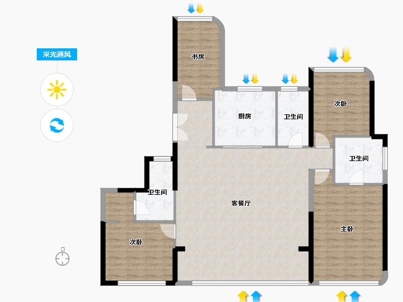 浙江省-温州市-时代滨江瑧品-136.18-户型库-采光通风