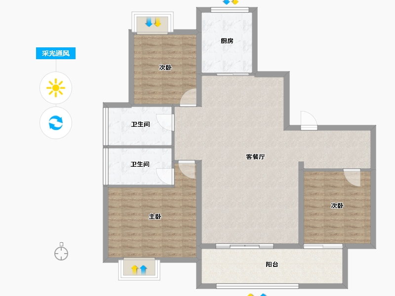 江西省-上饶市-湖城春晓-109.96-户型库-采光通风