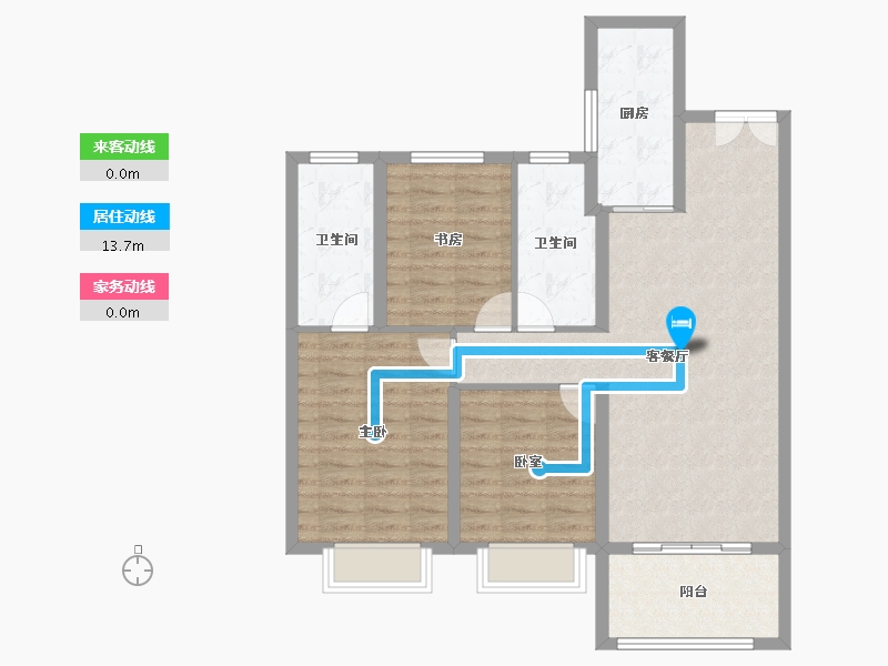 陕西省-西安市-山水华府-92.00-户型库-动静线