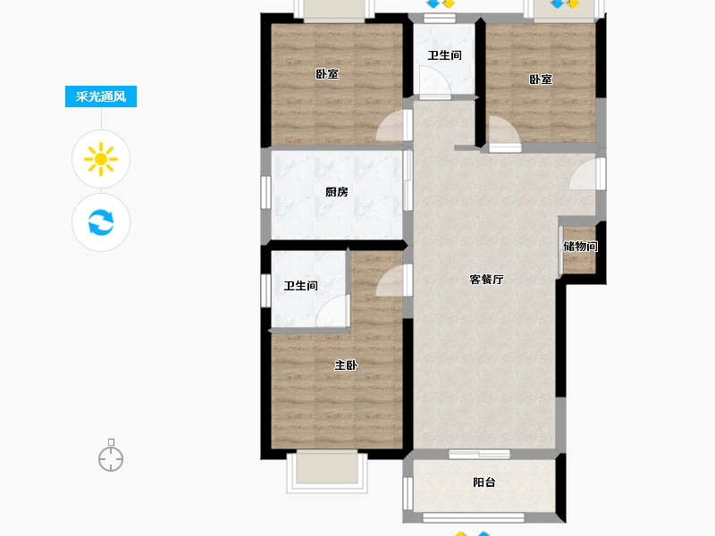 湖北省-武汉市-坤合云海城-79.32-户型库-采光通风