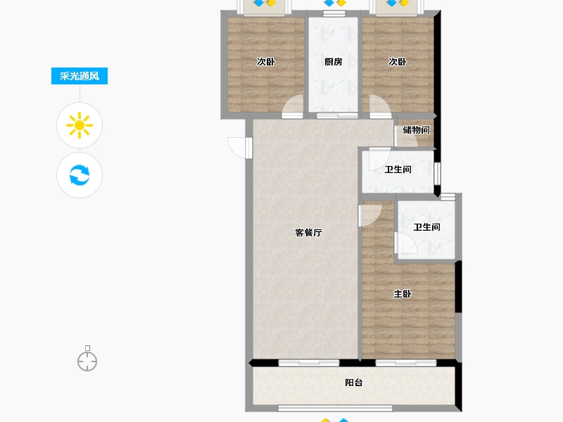 湖北省-武汉市-坤合云海城-95.95-户型库-采光通风