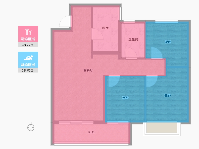 山西省-阳泉市-亿博天玺-69.64-户型库-动静分区