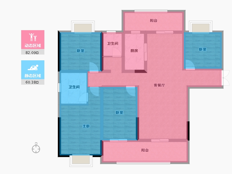 云南省-曲靖市-凤凰城·寥廓府邸-126.53-户型库-动静分区