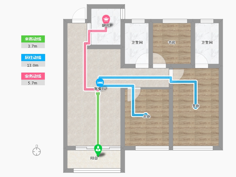 陕西省-榆林市-城市之光小区-67.80-户型库-动静线