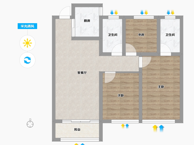 陕西省-榆林市-城市之光小区-67.80-户型库-采光通风