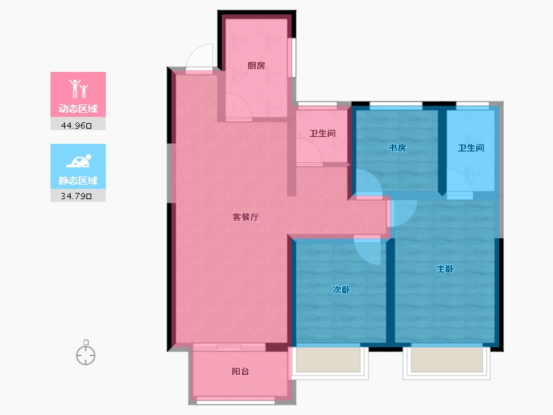 陕西省-咸阳市-金域华庭-69.94-户型库-动静分区