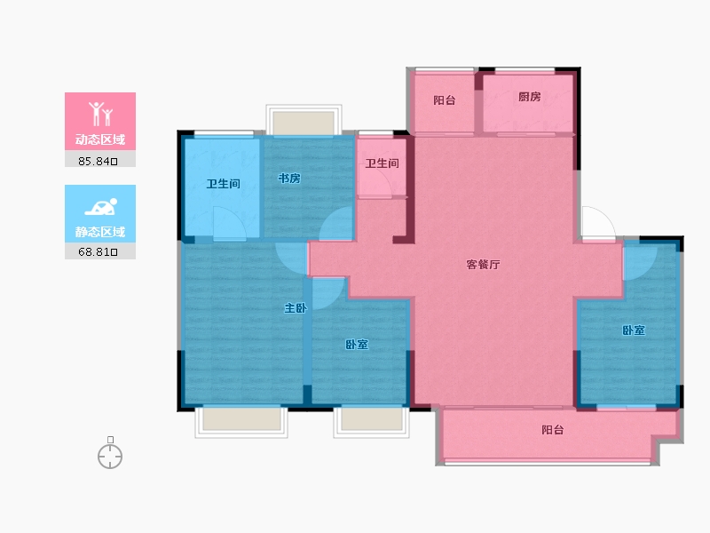 江苏省-淮安市-清河印-141.61-户型库-动静分区