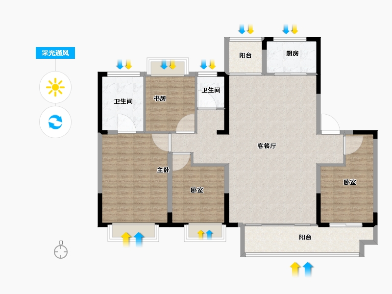 江苏省-淮安市-清河印-141.61-户型库-采光通风